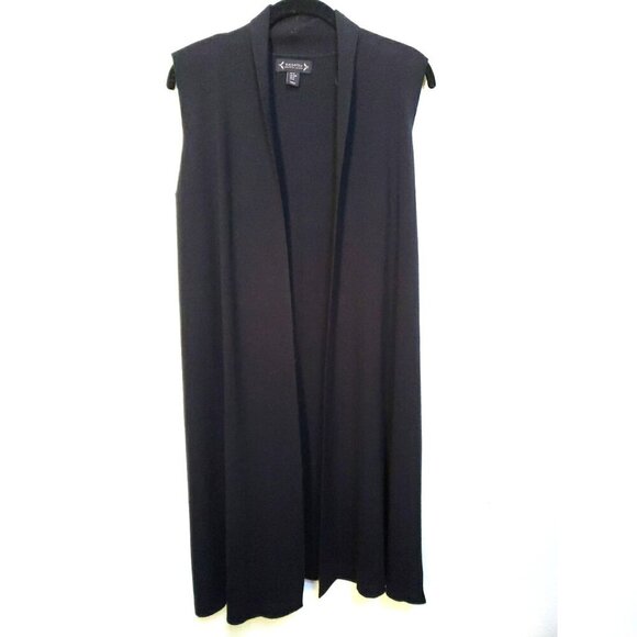 Nanette Lepore Long Black Sleeveless Knit Cardigan Vest Women's Sz M - Picture 2 of 6